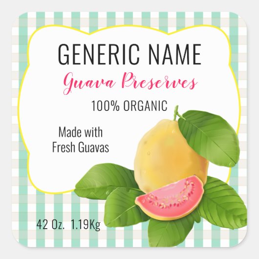 Guava Fruit Canning Jar Label (Voorkant)
