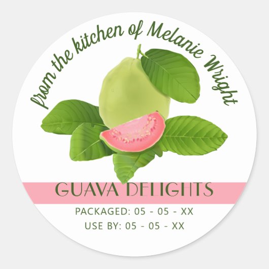 Guava Fruit Canning Ronde Sticker (Voorkant)