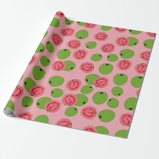 Guava Fruit Pattern Cadeaupapier (Uitgerold)