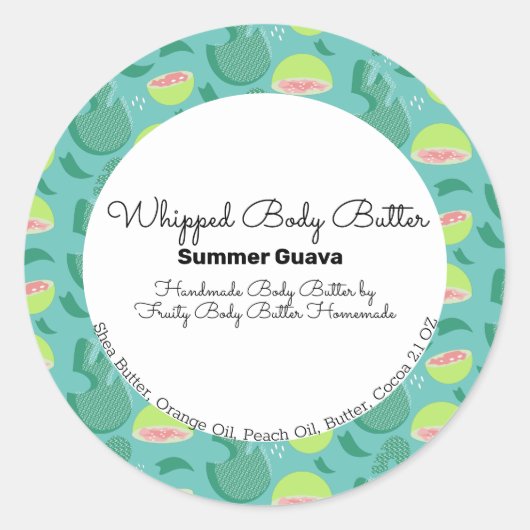 Guava Fruit Pop Body Butter Bath Branding Ronde Sticker (Voorkant)