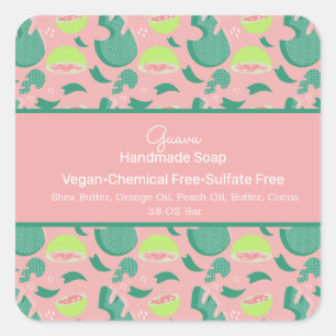 Guava Fruit Summer Handmade Soap Beauty Branding Vierkante Sticker