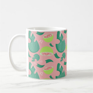 Guava Greenery Pink Green Fruit Pattern Koffiemok