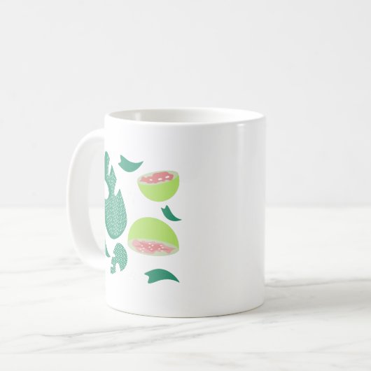 Guava Greenery Pink Green Fruit Pattern Koffiemok (Voorkant links)