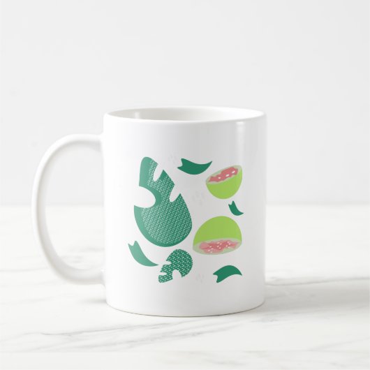 Guava Greenery Pink Green Fruit Pattern Koffiemok (Links)