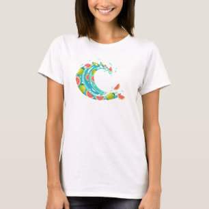 Guave Fruit Oceaan Golf Koele Vector Kunst Design T-shirt