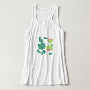 Guavegroen met roze groene fruitpatroon tanktop