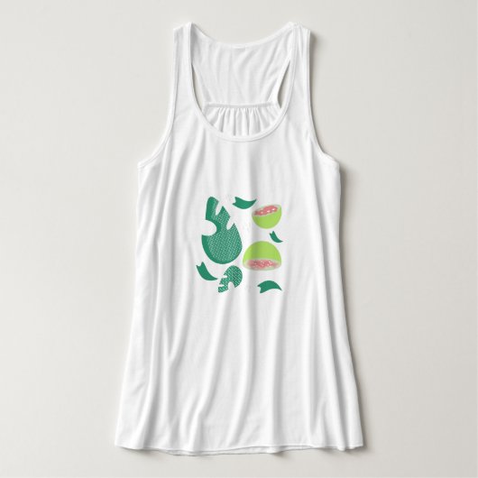 Guavegroen met roze groene fruitpatroon tanktop (Design voorkant)