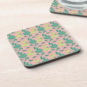 Guavegroen Pink Groen Fruitpatroon Bier Onderzetter