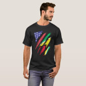 Guayanese American Patriot Grown Heart Flag Stripe T-shirt (Voorkant volledig)