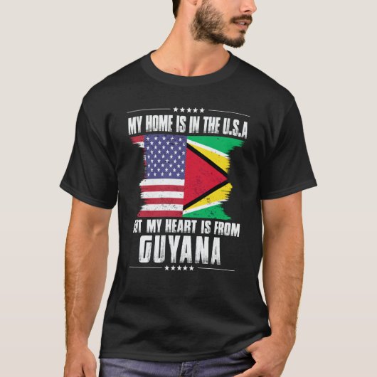 Guayanese American Patriot Grown Proud Home Heart T-shirt (Voorkant)