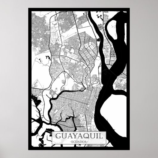 Guayaquil Ecuador Kaart Poster (Voorkant)