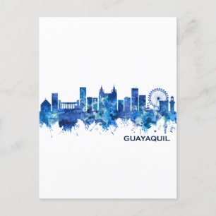 Guayaquil Ecuador Skyline Blue Feestdagenkaart