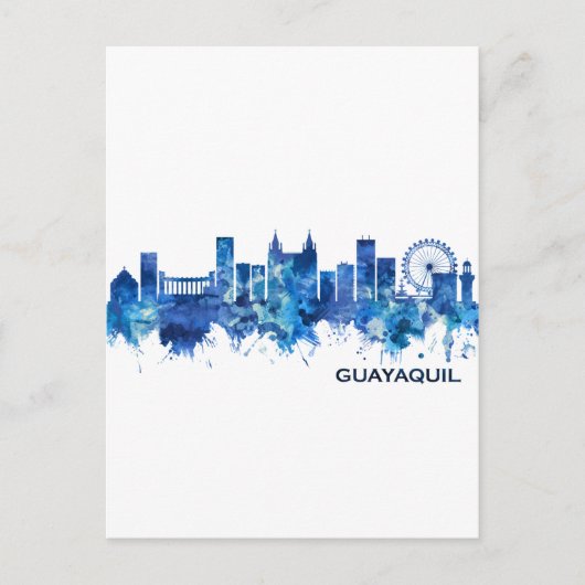 Guayaquil Ecuador Skyline Blue Feestdagenkaart (Voorkant)