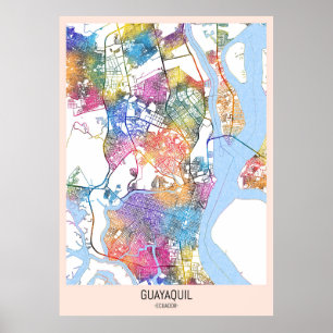 Guayaquil Ecuador Stadsplattegrond Poster