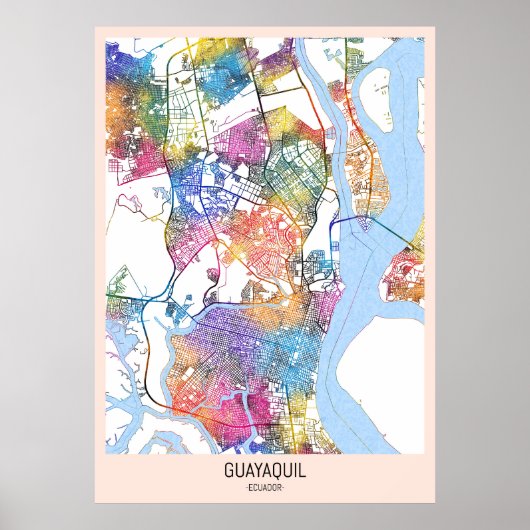 Guayaquil Ecuador Stadsplattegrond Poster (Voorkant)