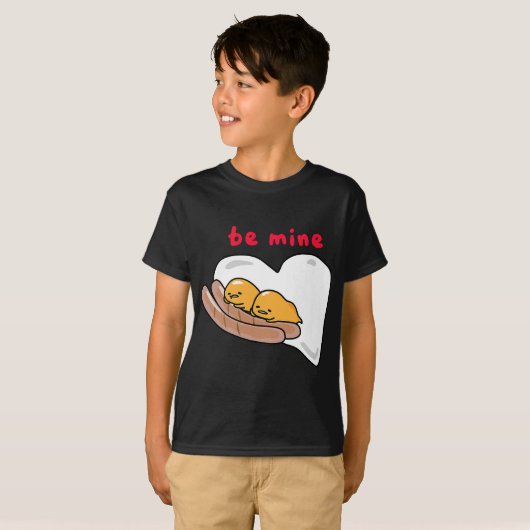 Gudetama Be Mine Sausage & Eggs Valentijns T-shirt (Voorkant volledig)