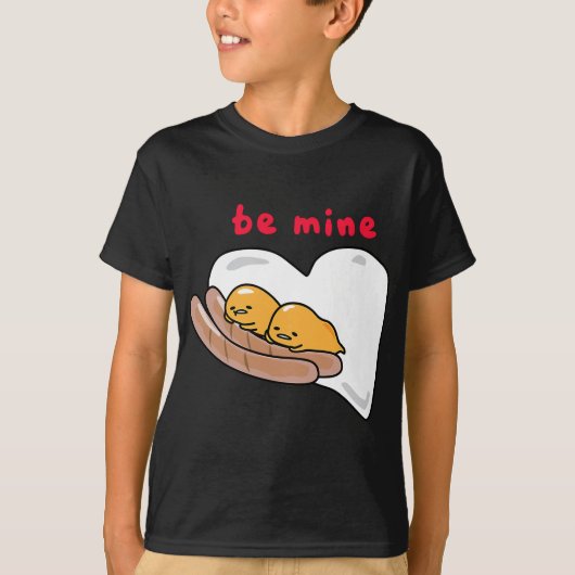 Gudetama Be Mine Sausage & Eggs Valentijns T-shirt (Voorkant)