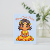 Gudi Padwa Chibi Meisje Briefkaart (Staand voorkant)
