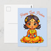 Gudi Padwa Chibi Meisje Briefkaart (Voorkant / Achterkant)
