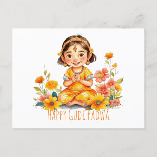 Gudi Padwa Schattige Meisje Briefkaart