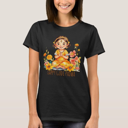 Gudi Padwa Schattige Meisje T-shirt (Voorkant)