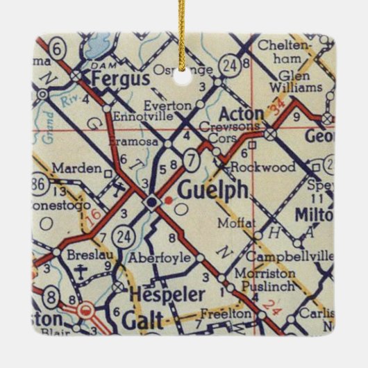 Guelph ON  Map Keramisch Ornament (Achterkant)