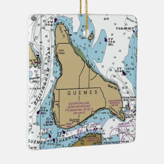 Guemes Island Chart Keramisch Ornament (Rechts)