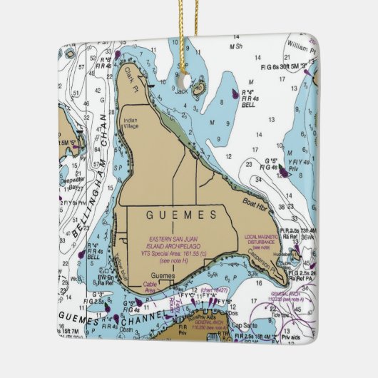 Guemes Island Chart Keramisch Ornament (Links)