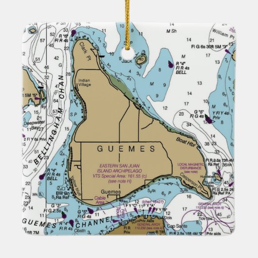 Guemes Island Chart Keramisch Ornament (Achterkant)