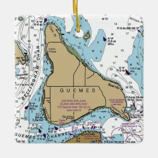 Guemes Island Chart Keramisch Ornament (Voorkant)