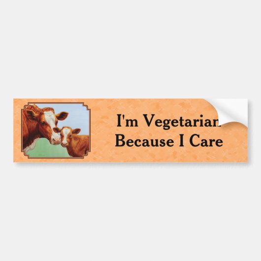 Guernsey Calf en Moeder Koe Peach Bumpersticker (Voorkant)