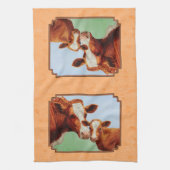 Guernsey Calf en Moeder Koe Peach Theedoek (Verticaal)