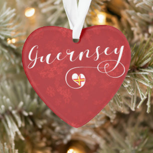 Guernsey Flag Heart, Kanaaleilanden Ornament