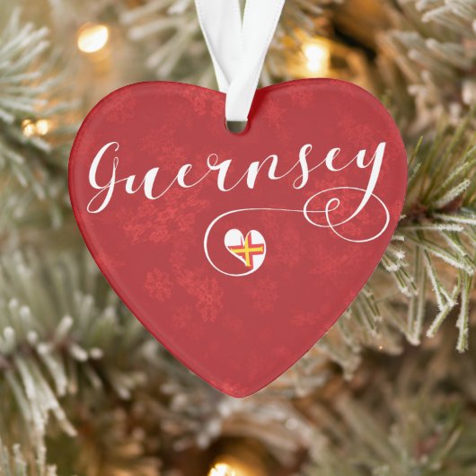 Guernsey Flag Heart, Kanaaleilanden Ornament (Boom)