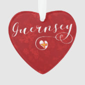 Guernsey Flag Heart, Kanaaleilanden Ornament (voorkant)