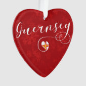 Guernsey Flag Heart, Kanaaleilanden Ornament (voorkant)