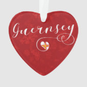 Guernsey Flag Heart, Kanaaleilanden Ornament (achterkant)