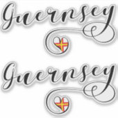 Guernsey Flag Heart Script Design Sticker (Voorkant)