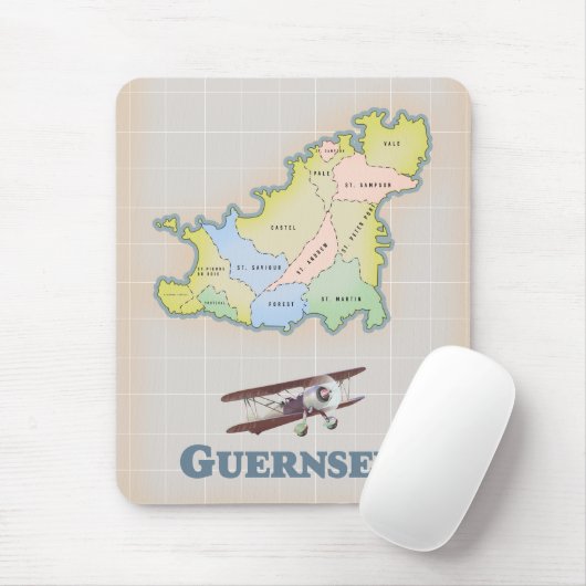 Guernsey  kaart magnet muismat (Met muis)