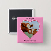 Guernsey Koe en Calf Vegan Vierkante Button 5,1 Cm (Voorkant /achterkant)