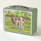 Guernsey Koe en Cute Calf in Summer Pasture (Achterkant)