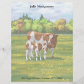 Guernsey Koe en Cute Calf in Summer Pasture Briefhoofd (Voorkant)