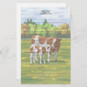 Guernsey Koe en Cute Calf in Summer Pasture Briefpapier (Voorkant / Achterkant)