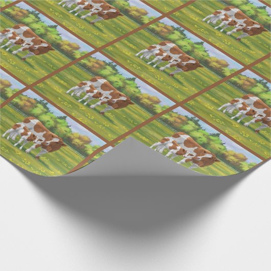 Guernsey Koe en Cute Calf in Summer Pasture Cadeaupapier (Hoek)