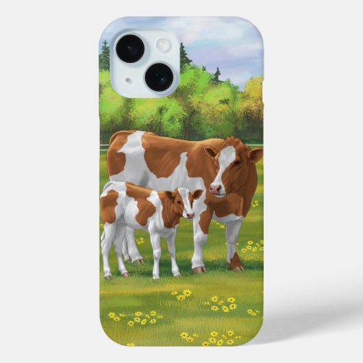 Guernsey Koe en Cute Calf in Summer Pasture Case-Mate iPhone Case (Achterkant)