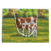 Guernsey Koe en Cute Calf in Summer Pasture Groot Cadeauzakje (Achterkant)