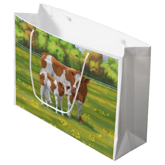 Guernsey Koe en Cute Calf in Summer Pasture Groot Cadeauzakje (Voorkant Gekanteld)