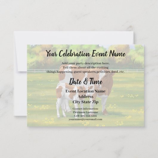 Guernsey Koe en Cute Calf in Summer Pasture Kaart (Achterkant)