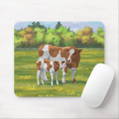 Guernsey Koe en Cute Calf in Summer Pasture Muismat (Met muis)