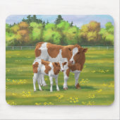 Guernsey Koe en Cute Calf in Summer Pasture Muismat (Voorkant)